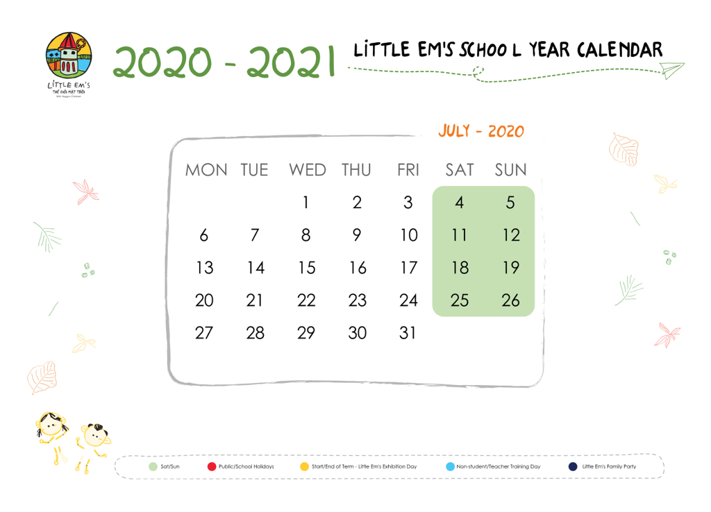 calendar littleems July-2020